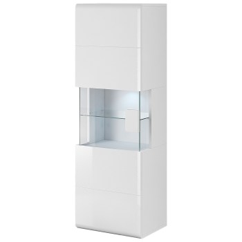 Fali vitrin DELTO TL07 fehér / fehér fényes